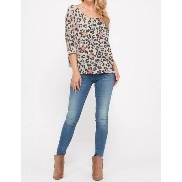 NEW PHIL LOVE stars & leopard knit top in multi - Picture 3 of 3